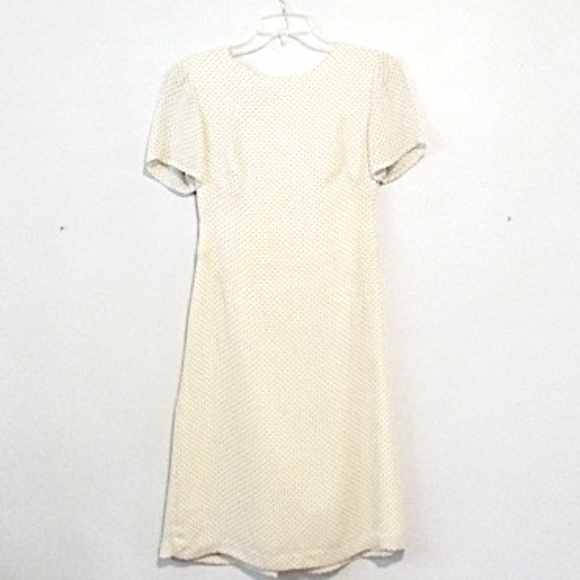 Vintage Laura Ashley Ivory Polka Dot Silk Dress, Size 4 - Picture 4 of 9